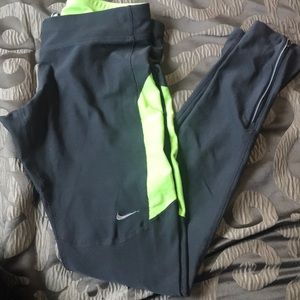 Gray & Neon green Nike Dri-Fit leggings